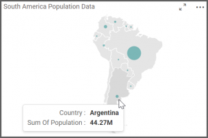 Agentia population data in bubble map widget