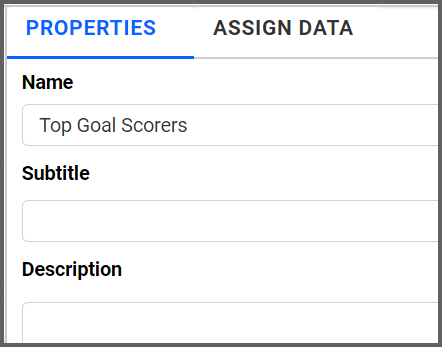Select Properties of column chart widget
