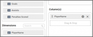 Drag the PlayerName field to the Columns box.