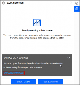 Select a data source for create a bar or column chart
