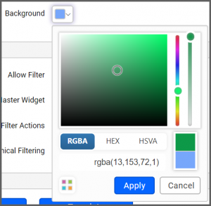 Background color box - customizing the grid widget