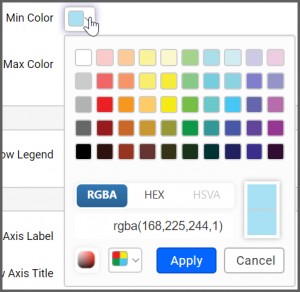 Click the down arrow in the Max Color box to change the color of heat map