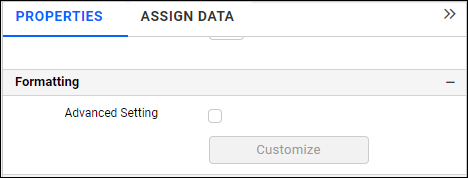 Formatting section of KPI card