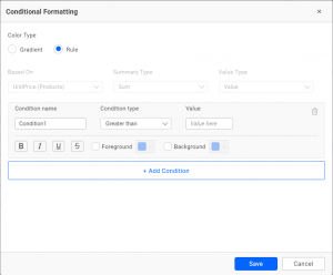 Choose various condition types and formatting options