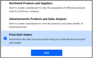 select the data source of pivot grid