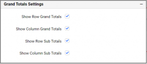 Grand Totals Settings