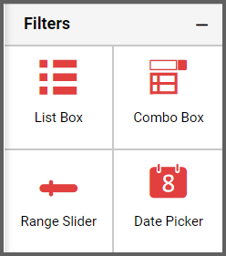 Filters section for range slider