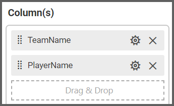 Columns box of stacked bar or column widget