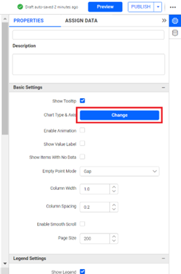 Chart properties section