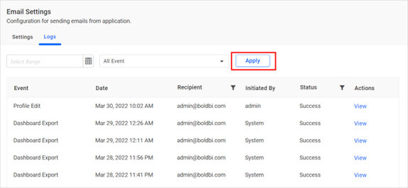 Email activity logs 