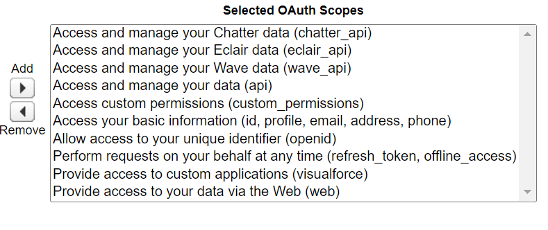 Selecting the required scopes