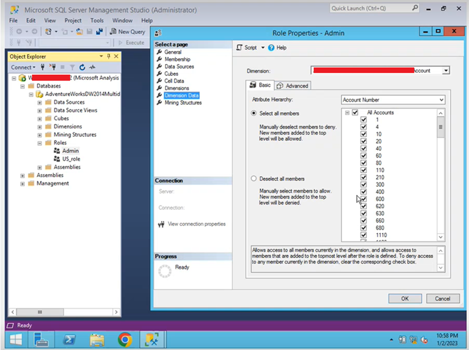 Admin roles on the database