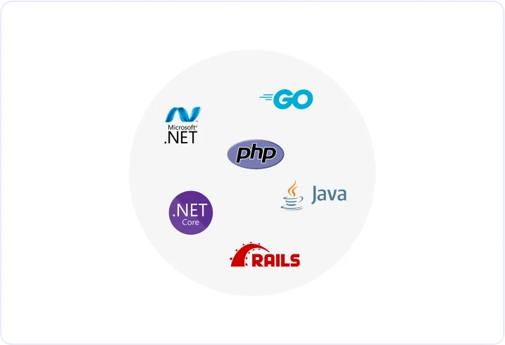 Use with .NET, Java, PHP & more​