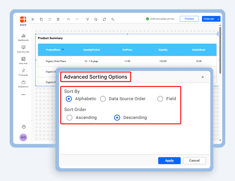 How to Add Custom Sorting to Dashboards