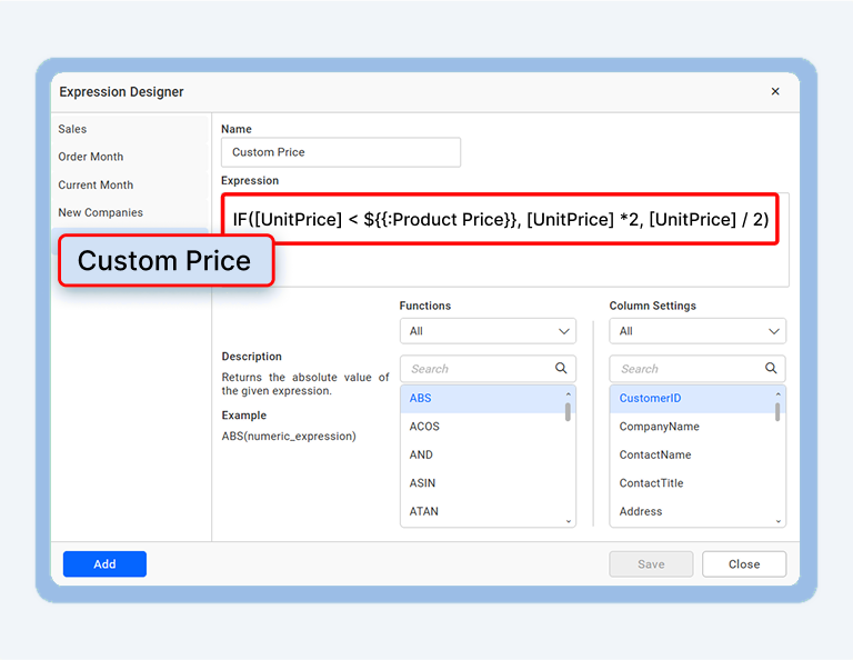 How to Create Expressions with Custom Attributes in Dashboards