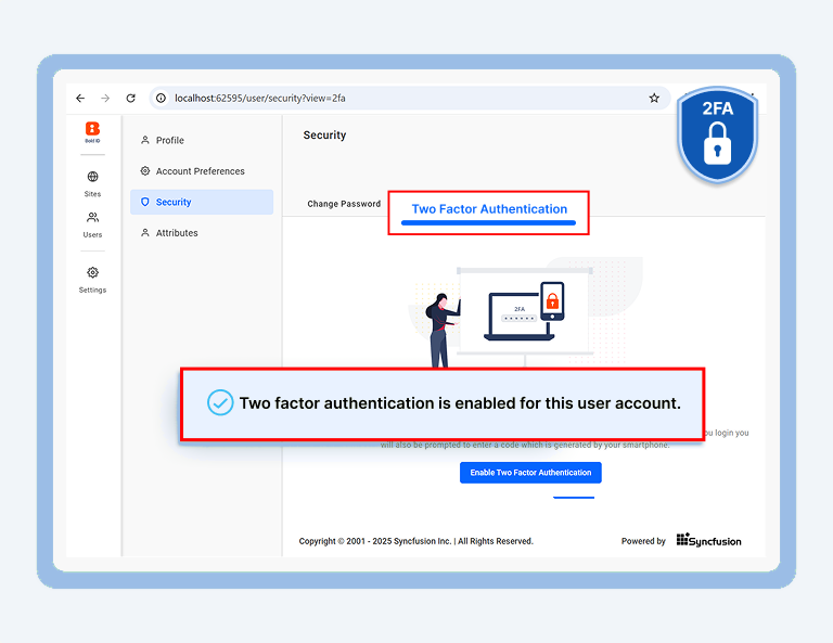 How to Enable Two-Factor Authentication (2FA)  in the Dashboard Server