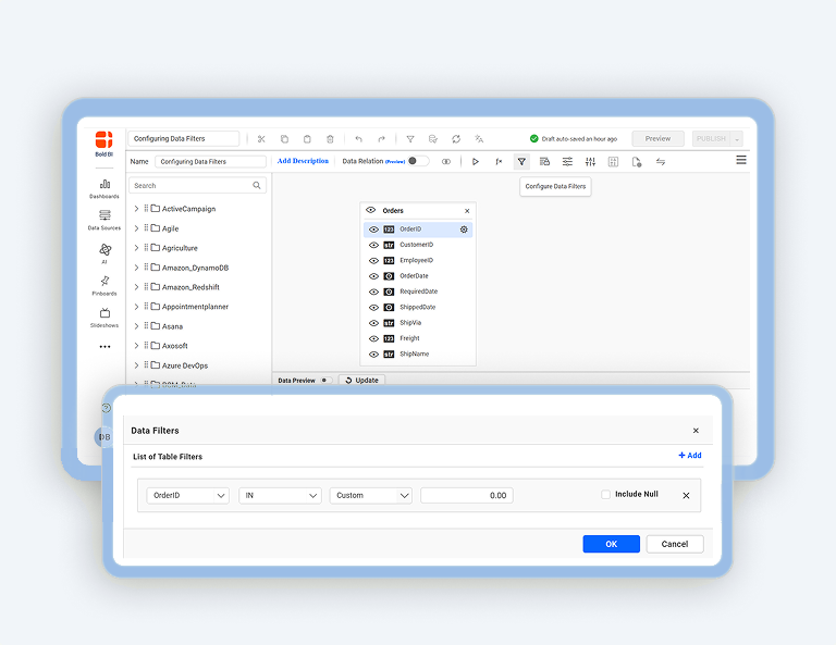 How to Configure Data Filters in Data Sources