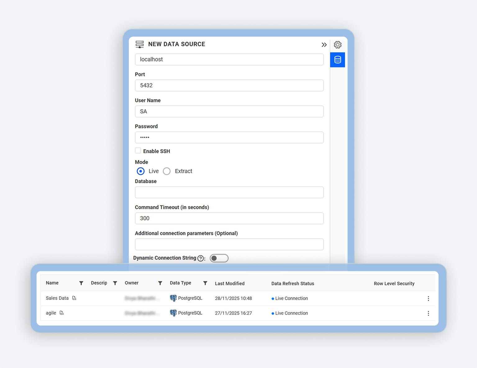 How to Connect to a Data Source in Live Mode