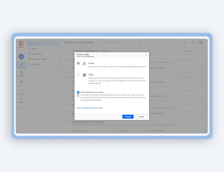 How to Manage Favorites and Unlist Dashboards