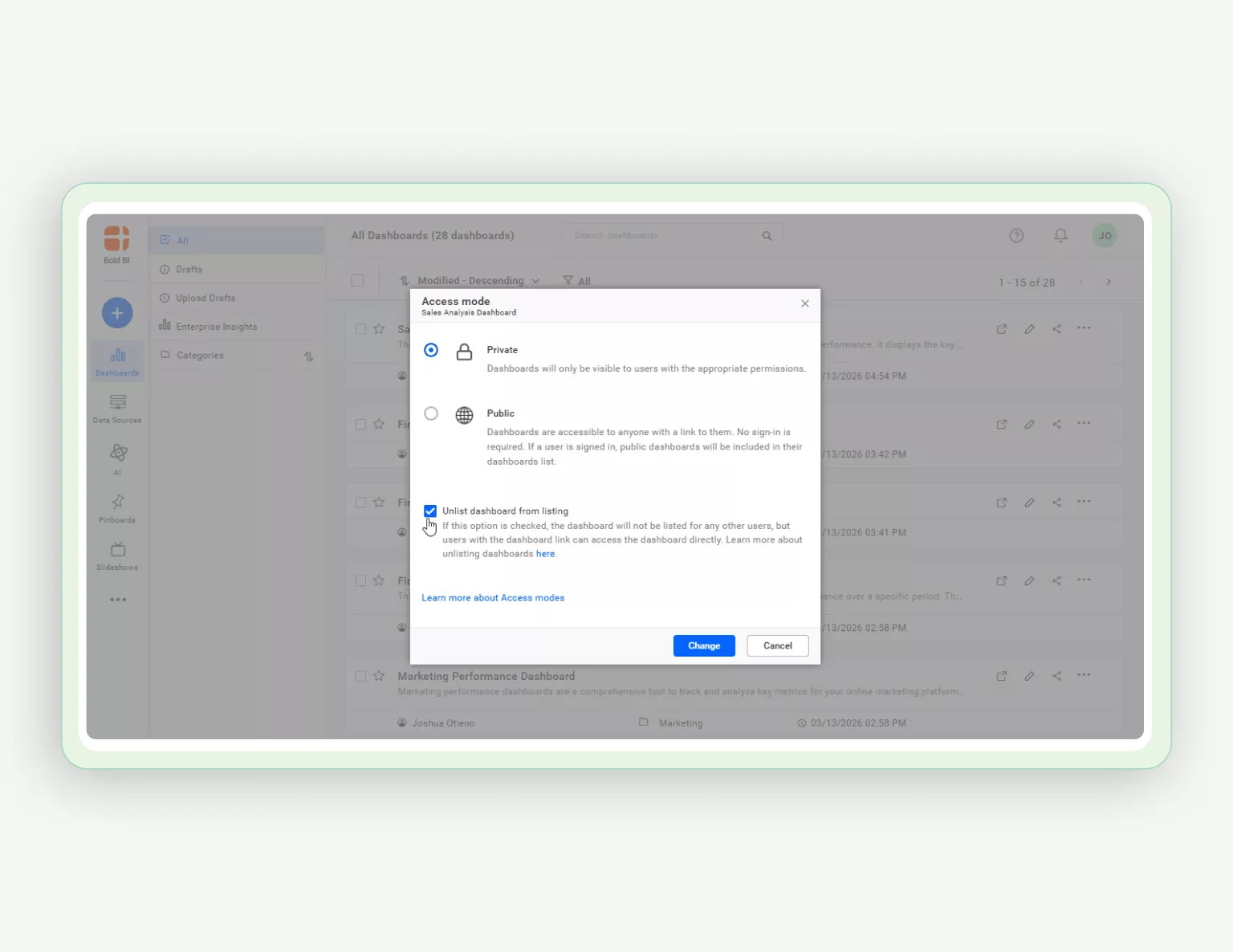 How to Manage Favorites and Unlist Dashboards